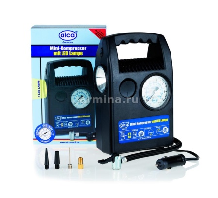 Компрессор "ALCA" 209100 с ручкой, со светодиодной лампой 12V/180W, 5Бар /10