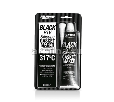 Герметик силиконовый "RUNWAY" RW8501 черный, 317°С, 85 г /12