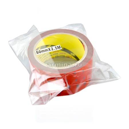 Скотч двусторонний серый "3M" 50 мм х 2,5 м, красная подложка/10