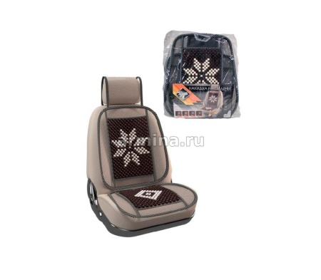 Накидка на сиденье "Nova Bright-fusion" дерев. массажная с сеткой и рисунком, черная (46865) /12