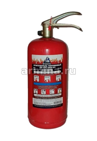 Огнетушитель порошковый  2 кг, металлический с манометром - ОП-2(З) АВСЕ (Огнеборец) /6