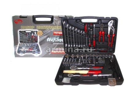 Набор инструментов универсальный  72 предм. "AUTOVIRAZH" (AV-011072) 6-гран., 1/2" и 1/4" /3