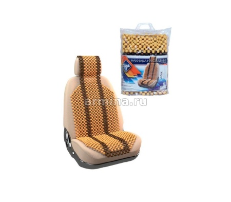 Накидка на сиденье "Nova Bright" деревянная массажная, покрытая лаком, с подголовником (46873) /12