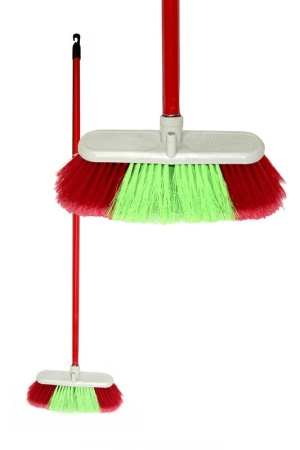 Щетка для мытья на длинной ручке, цветная, 6-ти рядный, удлиненный ворс, 6х20 см /40