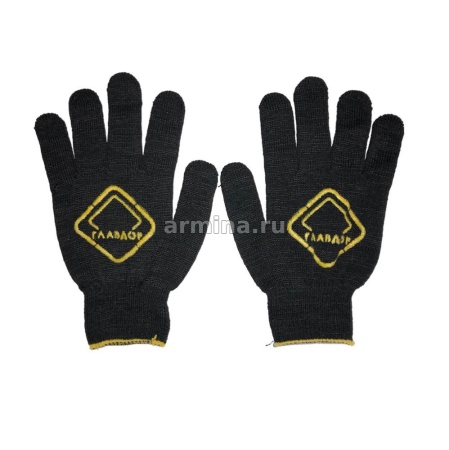 Перчатки х/б из 4-х ниток, хлопок с ПВХ "ГЛАВДОР" GL-47 черные, 23 см /уп-10/200