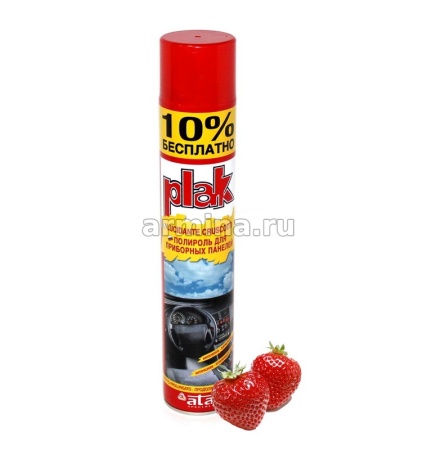 Полироль салона "PLAK" 750 мл, клубника, аэрозоль /24