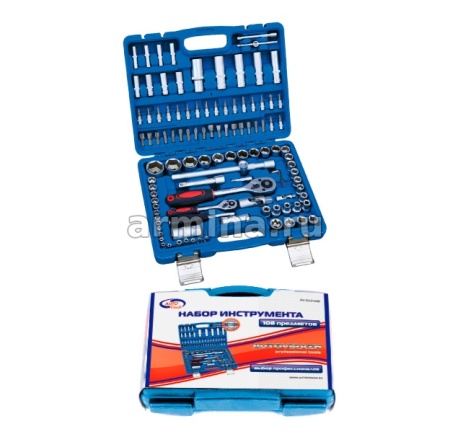 Набор инструментов универсальный 108 предм. "AUTOVIRAZH" (AV-212108) 1/2" 1/4", CrV /3