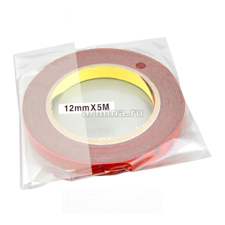 Скотч двусторонний серый "3M" 12 мм х 5 м, красная подложка/30