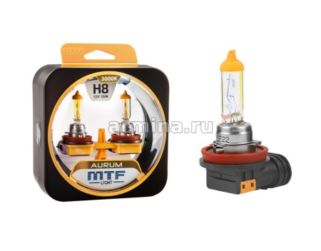 Лампа галогеновая "MTF Light" Aurum  H8, 12В, 35Вт, 800 лм, 3000К /6/60