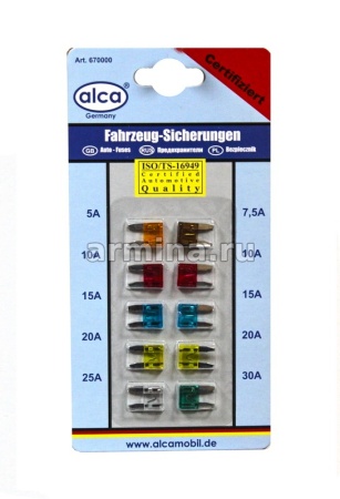 Предохранители флажковые "ALCA" MINI 670000, 10 шт. /500