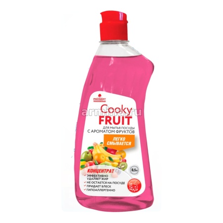 Гель для мытья  посуды вручную Cooky Fruit с ароматом фруктов концентрат 1:100 – 1:250 / 0,5 л/12