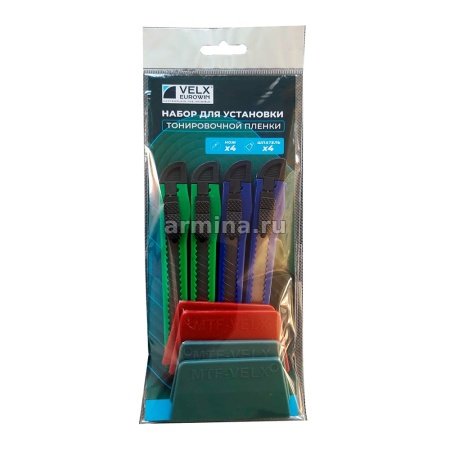 Набор для установки тонировочной пленки "VELX EUROWIN" VE-004 (4 ножа, 4 шпателя) /20