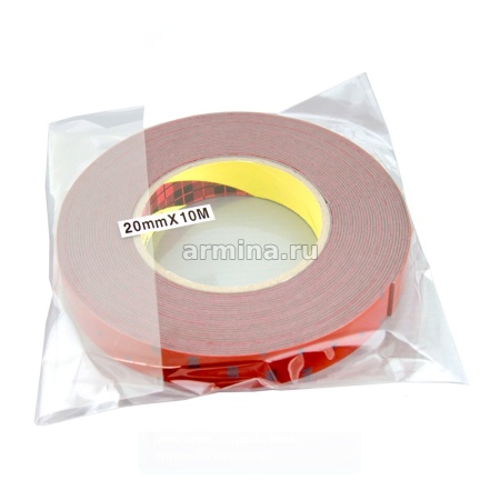 Скотч двусторонний серый "3M" 20 мм х 10 м, красная подложка/18