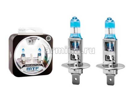 Лампа галогеновая "MTF Light" серия ARGENTUM +80% H1, 12V, 55W, комп. /6/60