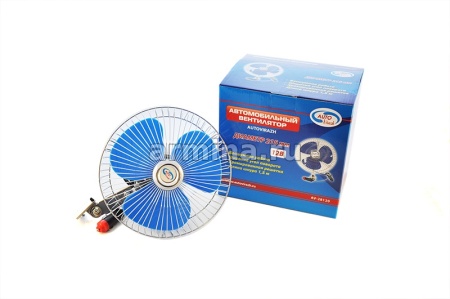 Вентилятор 8" "AUTOVIRAZH" AV-28120 металл. корпус, хром, вращающийся, винт. крепление, 12V /20