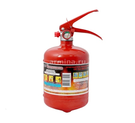 Огнетушитель порошковый  1 кг, металлический с манометром - ОП-1(З) АВСЕ (г. Ярославль) /4