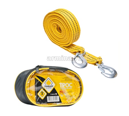 Трос буксировочный "ГЛАВДОР" GL-16, 2 т х 5 м, 2 крюка, в сумке /30