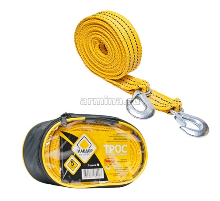 Трос буксировочный "ГЛАВДОР" GL-18, 5 т х 5 м, 2 крюка, в сумке /30