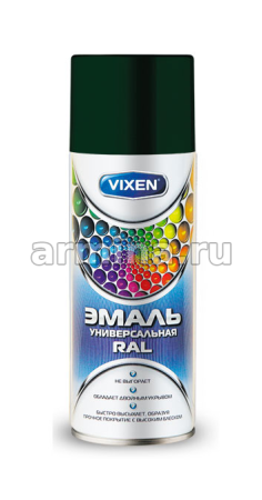 Эмаль универсальная "VIXEN" VX-16005 RAL аэрозоль, зеленый мох, 520 мл /12