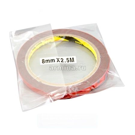 Скотч двусторонний серый "3M" 8 мм х 2,5 м, красная подложка/45