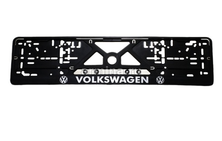 Рамка номерного знака с защелкой серебро с надписью "VOLKSWAGEN" рельеф (г. Новосибирск) /30