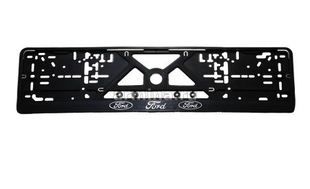 Рамка номерного знака с защелкой серебро с надписью "FORD" рельеф (г. Новосибирск) /30