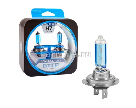 Лампа галогеновая "MTF Light" серия VANADIUM H7, 12V, 55W, комп. 1/6/60