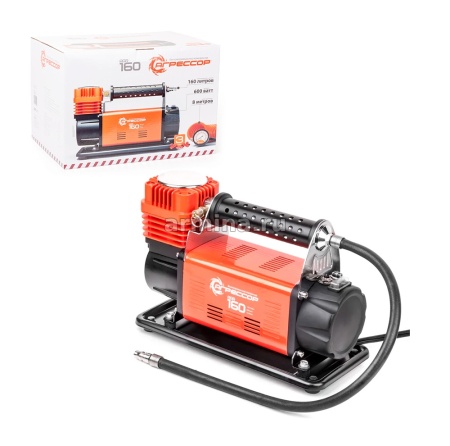 Компрессор "Агрессор" AGR-160 12V/45A, 600W, 10 Атм., 160 л./мин., съёмный шланг 8 м