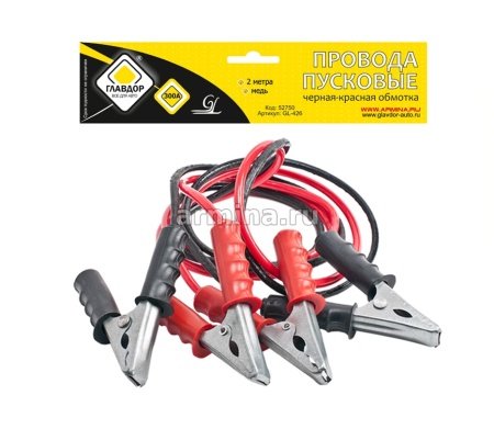 Провода пусковые "ГЛАВДОР" GL-426 300А, 2,5м,мед,ч/к обм. круглой сумке