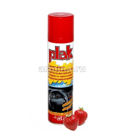 Полироль салона "PLAK" 400 мл, клубника, аэрозоль /24