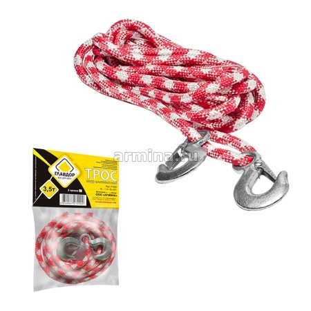 Трос-шнур альпинистский "ГЛАВДОР" GL-251  3,5 т х 12 мм, 2 крюка /20